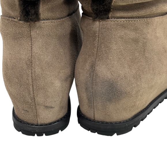 Stuart Weitzman Hidden Wedge Boot SZ 11.5 N Women's Brown Fur Lined Suede Rugged - Picture 7 of 13